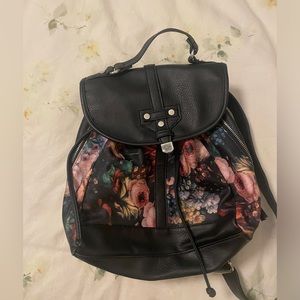 Floral Vinyl Backpack Purse